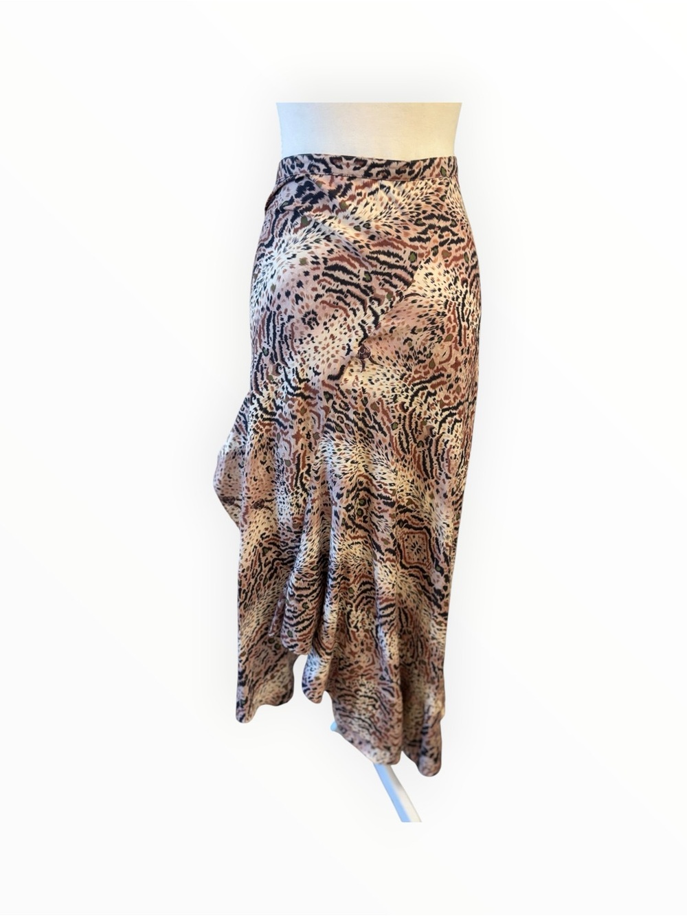 AllSaints Beige and Black Asymmetric Animal-Print Maxi Skirt - Picture 4 of 5